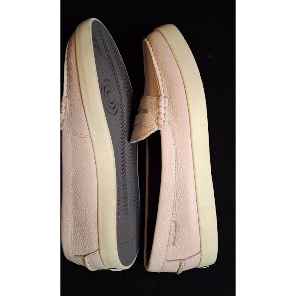 Cole Haan Grand.OS Womens Penny Loafers Peach Pink Pebbled Leather Slip On Shoes - Picture 4 of 6